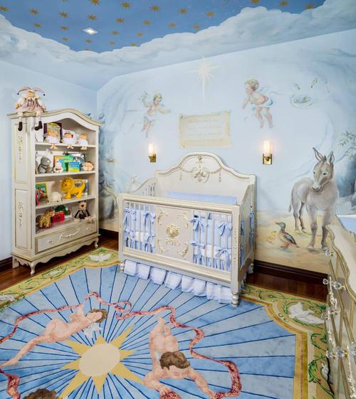 欧式儿童房间手绘墙画效果图