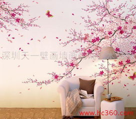求手绘墙樱花图
