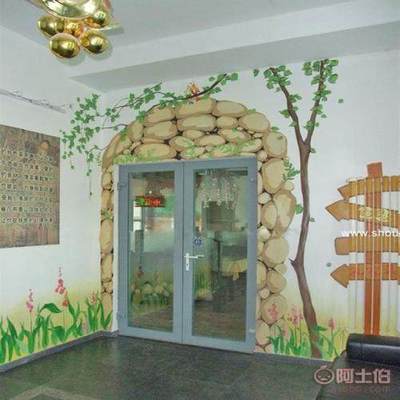 【天津电视背景墙大花图案手绘墙涂鸦】 - 产品库