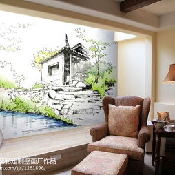 【手绘墙电视背景装修效果图】 - 设计本